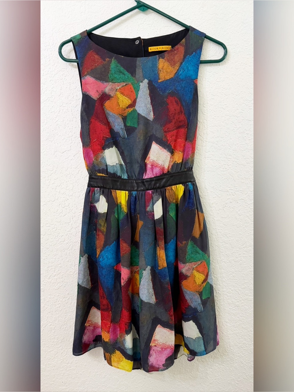 Alice + Olivia - Nell SILK and Lamb Leather Waist with Cutout Back